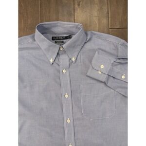 Lauren Ralph Lauren Mens Button Up Blue Check Shirt Classic Fit Size 15.5‎ 34/35